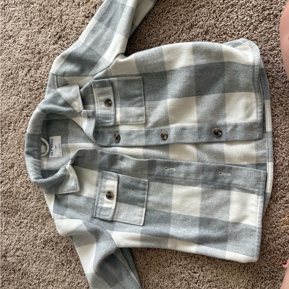 Old Navy Gray and Cream Checkered Hoodie